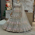 FASHIONKIYA Women Soft Butterfly Net Lehenga Choli with Real Mirror Embroidered Sequins Work Dupatta | Semi Stitched Designer Ethnic Set