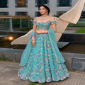 fashionkiya Faux Georgette Semi Stitched Lehenga with Designer Flower Embroidery Sequins Work & Matching Dupatta