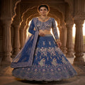 FASHIONKIYA Blue Embroidery Lehenga Choli