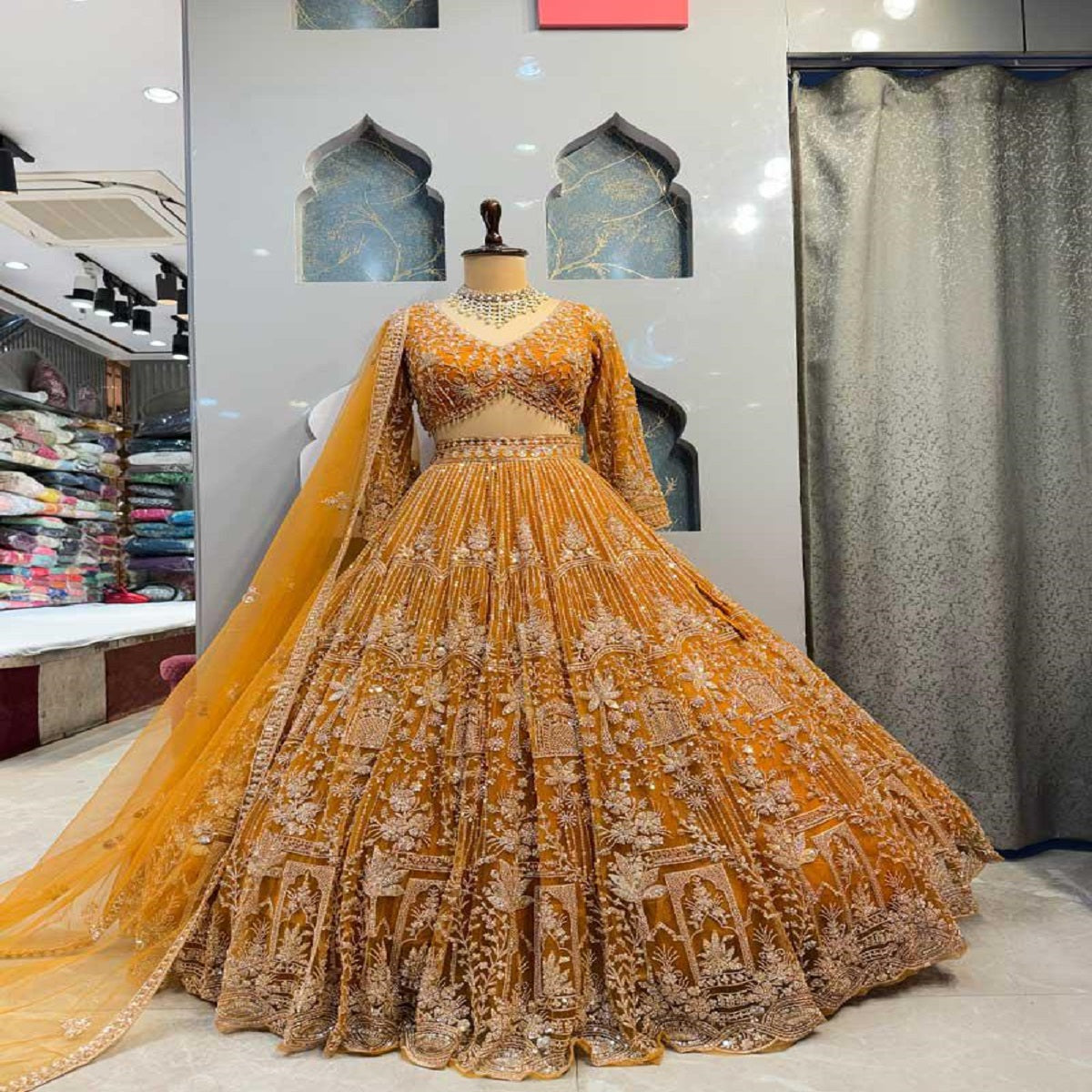 FASHIONKIYA Launching 4 meter flared Premium Quality Soft Net Lehenga, Exceptional Quality with Can-Can and Canvas Layers, A Perfect Fusion of Glamour and Comfort