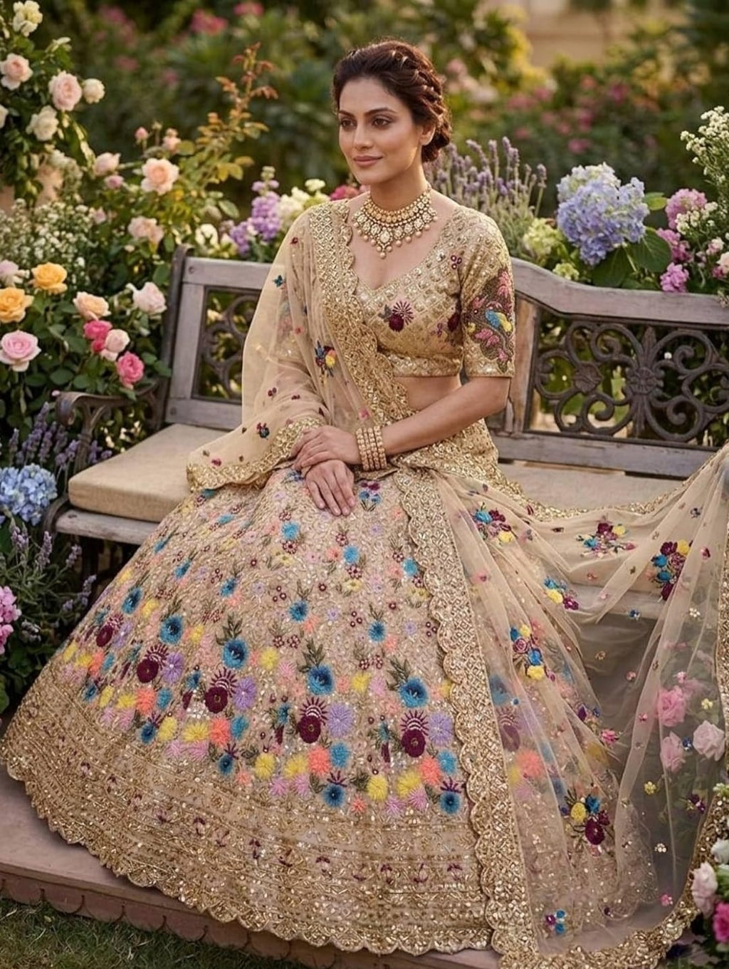 FASHIONKIYA Womens Fox Georgette Semi Stitched Lehenga Choli Set with Embroidery Sequins Work Lehenga Blouse and Butterfly Net Dupatta Traditional Ethnic Wear