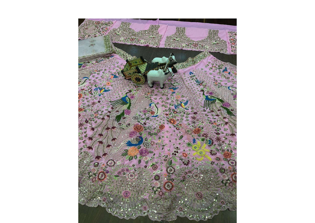 FASHIONKIYA lehenga work-embroidery sequins work with cancan & canvas patta