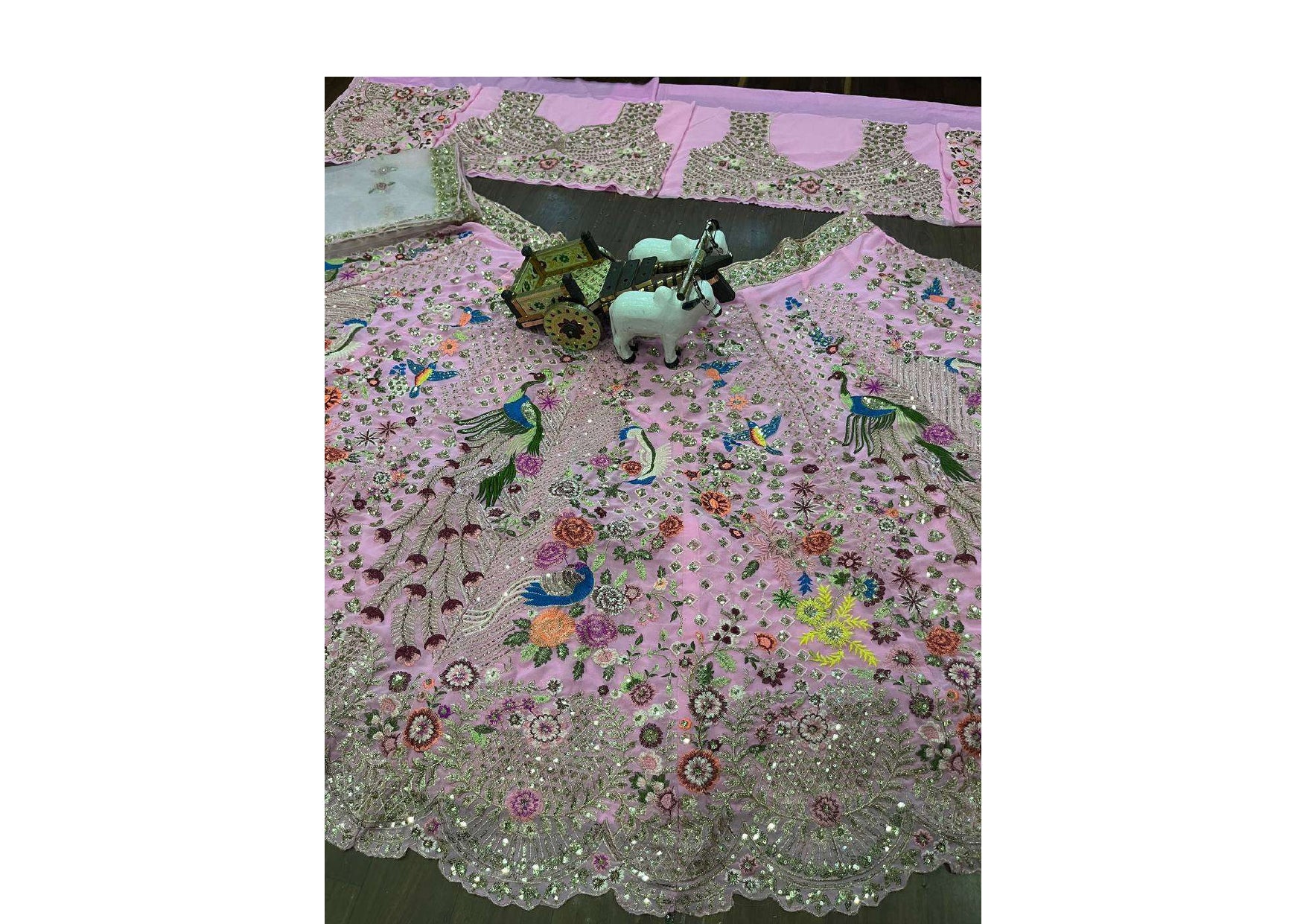 FASHIONKIYA lehenga work-embroidery sequins work with cancan & canvas patta