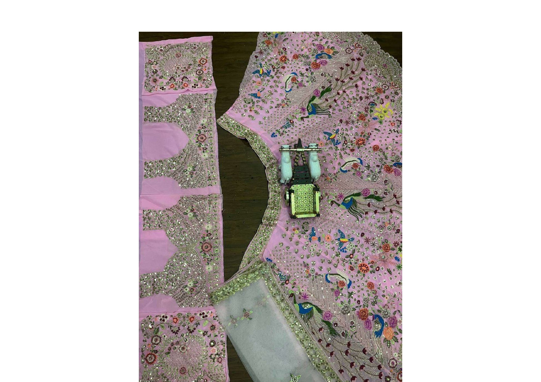 FASHIONKIYA lehenga work-embroidery sequins work with cancan & canvas patta