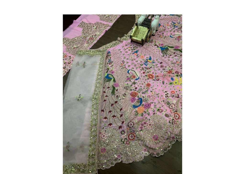 FASHIONKIYA lehenga work-embroidery sequins work with cancan & canvas patta