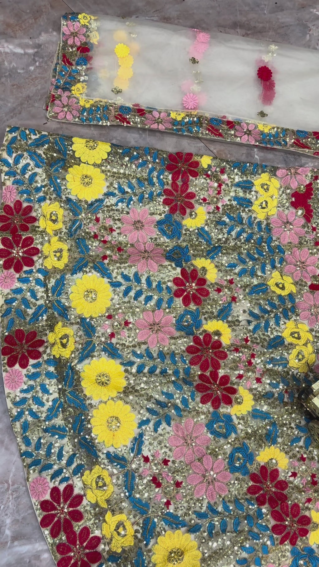 FASHIONKIYA Embroidered Georgette Semi-Stitched Lehenga & Unstitched Blouse With Dupatta