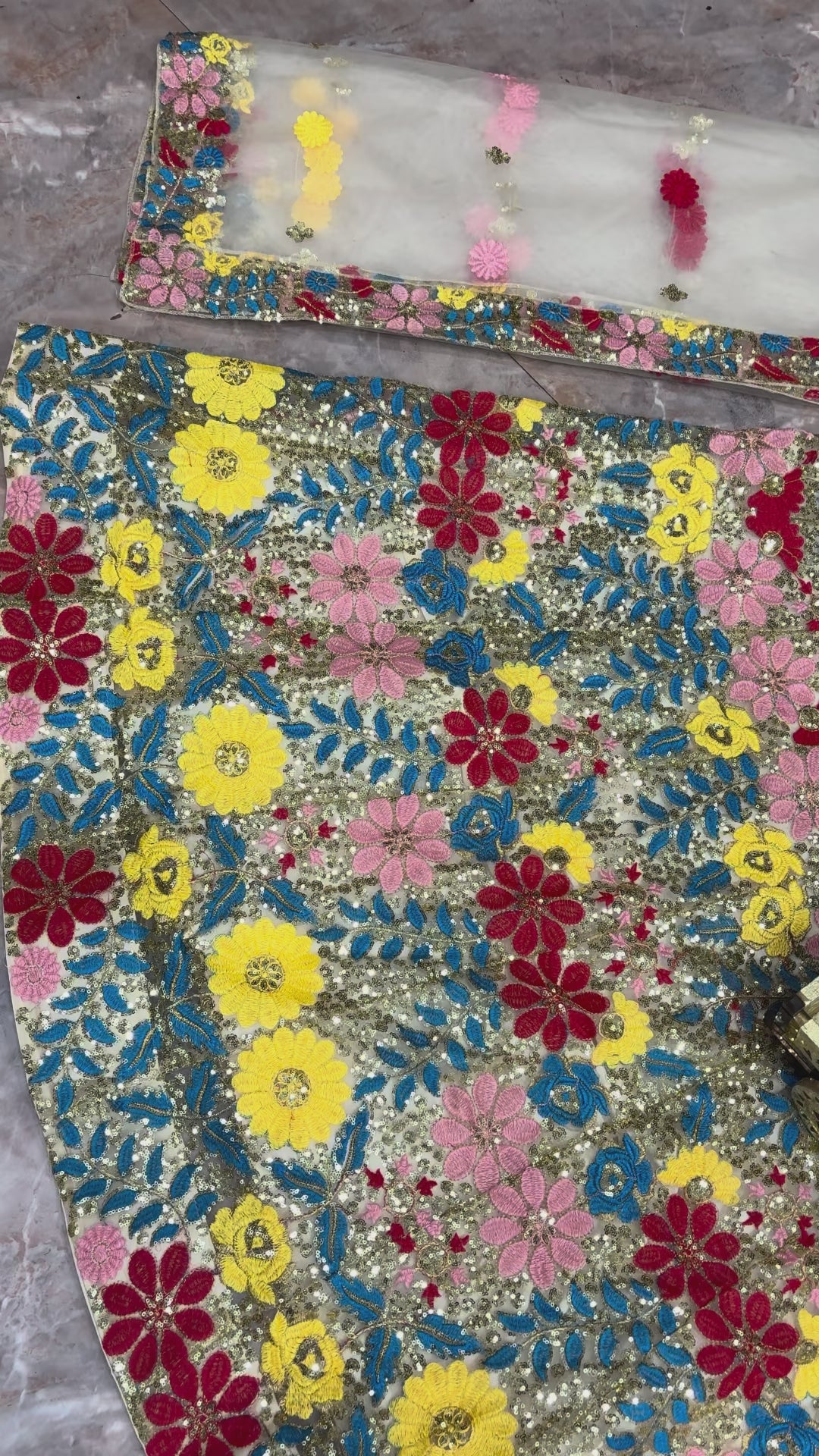 FASHIONKIYA Embroidered Georgette Semi-Stitched Lehenga & Unstitched Blouse With Dupatta
