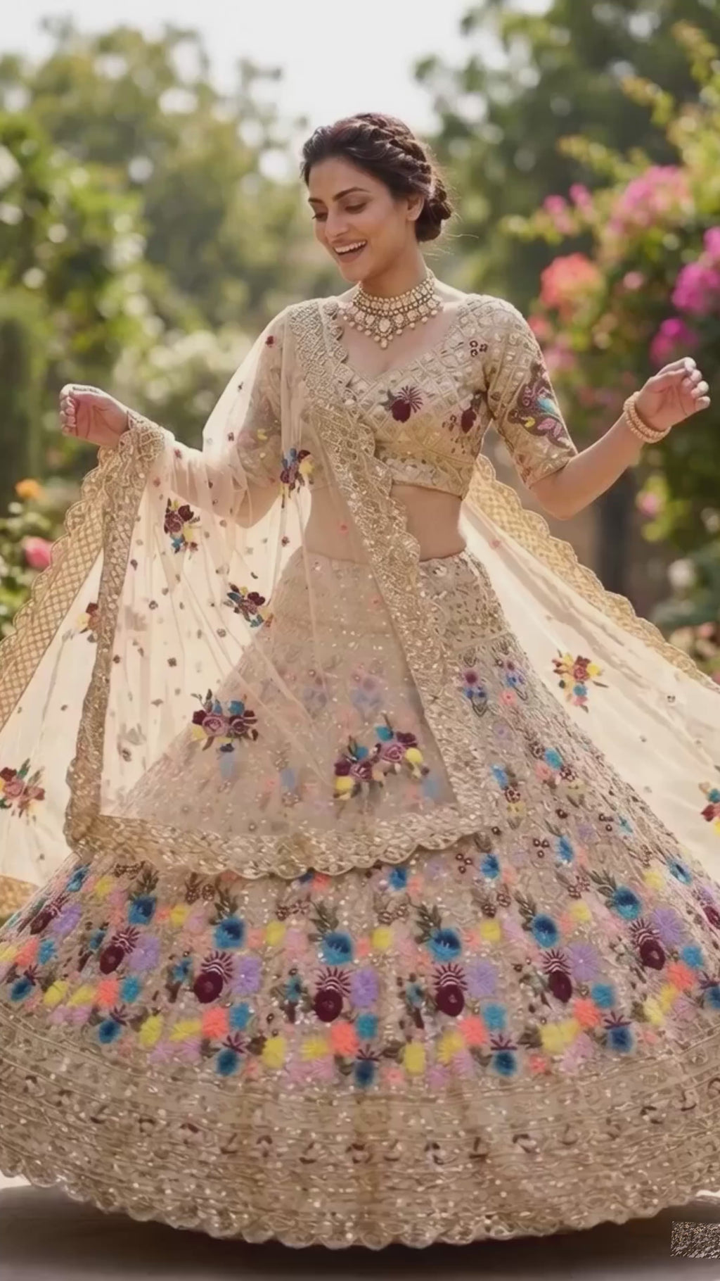 FASHIONKIYA Womens Fox Georgette Semi Stitched Lehenga Choli Set with Embroidery Sequins Work Lehenga Blouse and Butterfly Net Dupatta Traditional Ethnic Wear