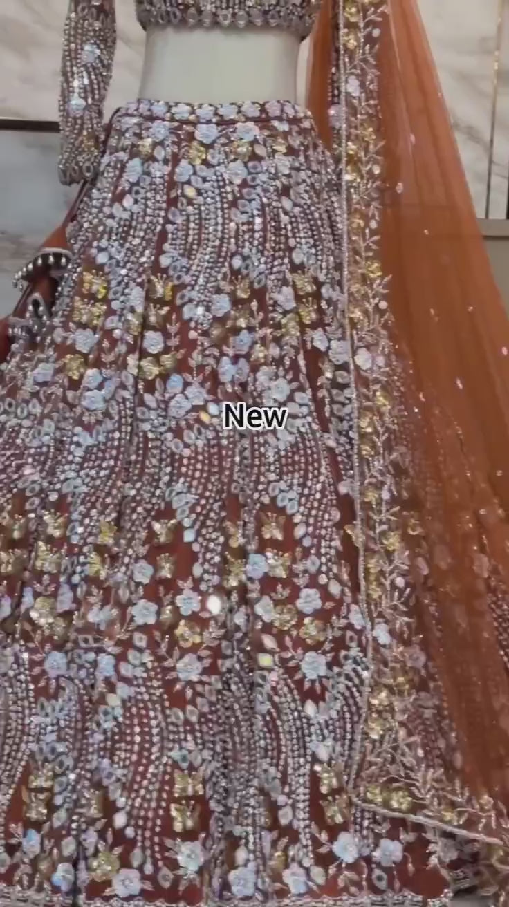 FASHIONKIYA Women Soft Butterfly Net Lehenga Choli with Real Mirror Embroidered Sequins Work Dupatta | Semi Stitched Designer Ethnic Set
